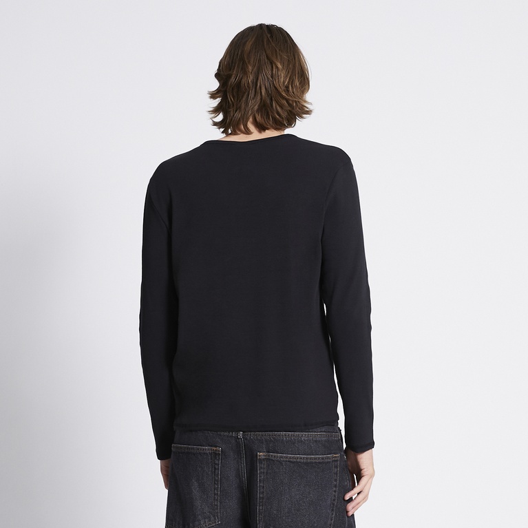 Rib knit long sleeve tee "Zane" Black